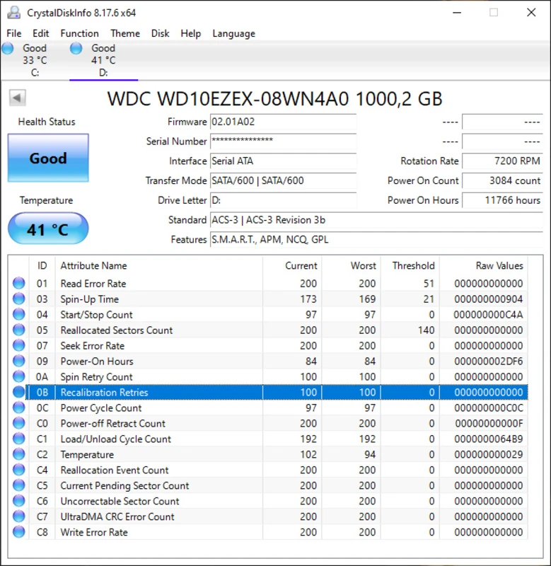 CrystalDiskInfo tray icon tooltip summarizing thermals
